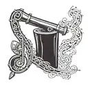 A welding torch transforming into a musical note tattoo design idea