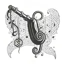 A welding torch transforming into a musical note tattoo design idea