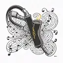 A welding torch transforming into a musical note tattoo design idea