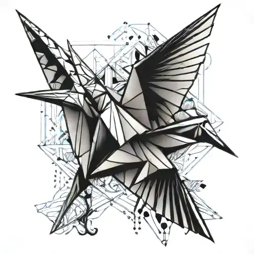 origami crane of happiness tattoo design idea