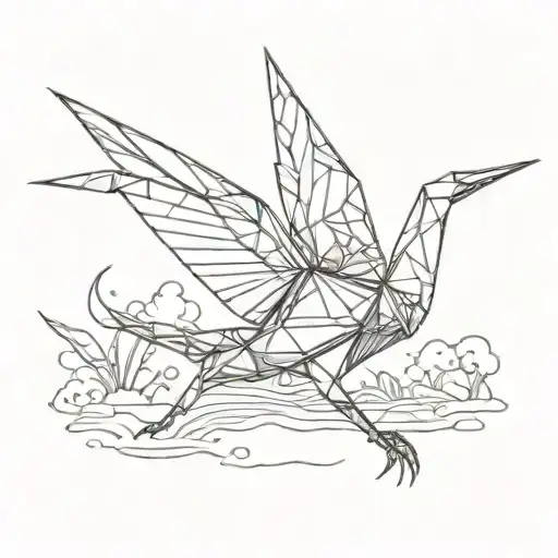 origami crane of happiness tattoo design idea
