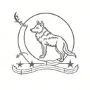 wolf and arrows with moon surrounded by stars tattoo design idea