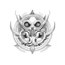 sol con cara de craneo tattoo design idea