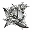 An abstract design combining elements of kitesurfing and drawing tools, symbolizing the client's passion for both tattoo design idea