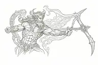 poseidon wielding trident tattoo design idea