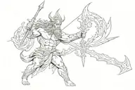 poseidon wielding trident tattoo design idea