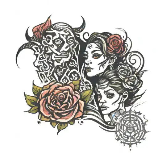 older brother little sister and younger brother tattoo design idea