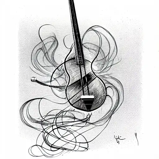 a bass fish with bass guitar strings tattoo design idea