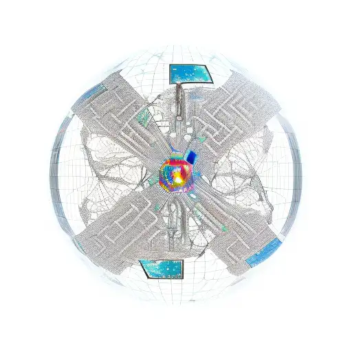 A globe made of circuitry and data flowing out of it, representing the intersection of travel and data science tattoo design idea