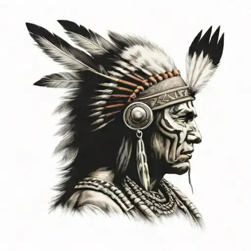 Cherokee Indian warrior wielding tattoo design idea