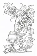 Dionysus's hand squeeze a grape and the juice turn to wine and its flow to  glass  tattoo design idea