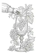 Dionysus's hand squeeze a grape and the juice turn to wine and its flow to  glass  tattoo design idea