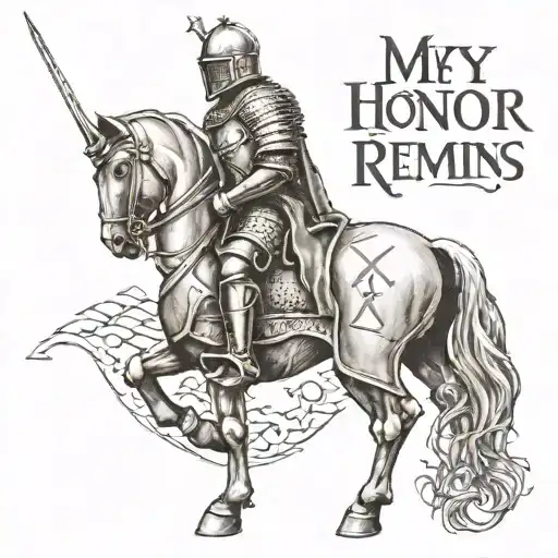 Injured Knight with the words "My Honor Remains" tattoo design idea