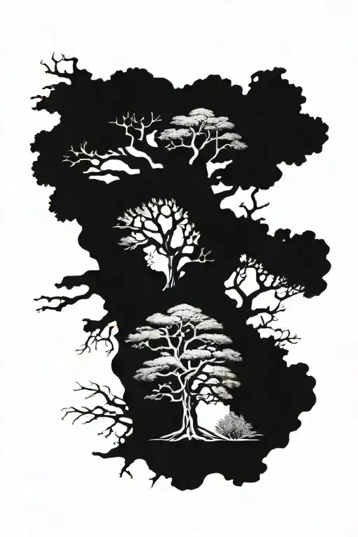Oak tree life story  tattoo design idea