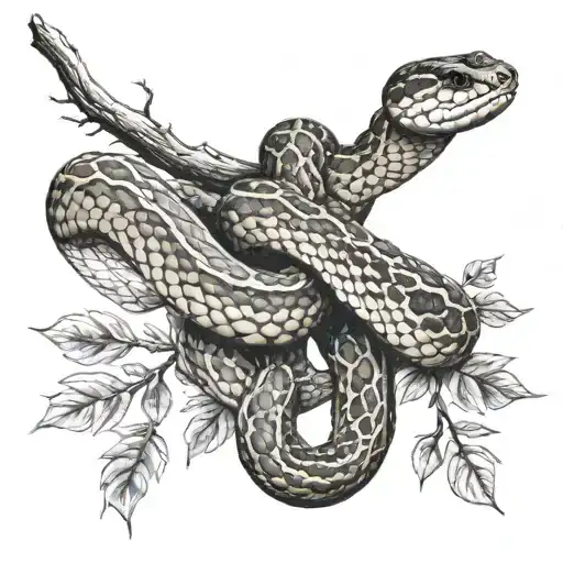 rattle snake wrapped around a tree  tattoo design idea