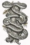 snake wrapped around an oak tree trunk  tattoo design idea