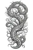 tree bark texture with snake wrapping around  tattoo design idea