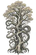 tree bark texture with snake wrapping around  tattoo design idea