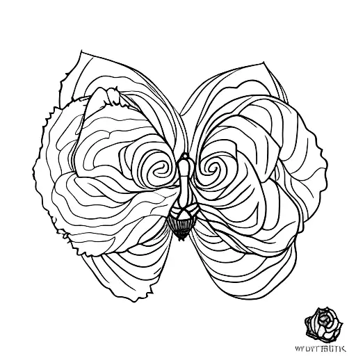 Papillon Rose germine et trèfles à 6 feuilles tattoo design idea