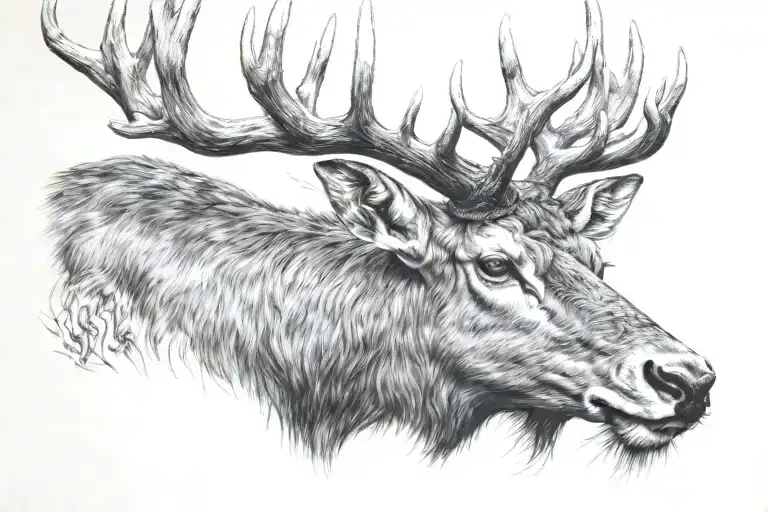 stag head front view tattoo design idea