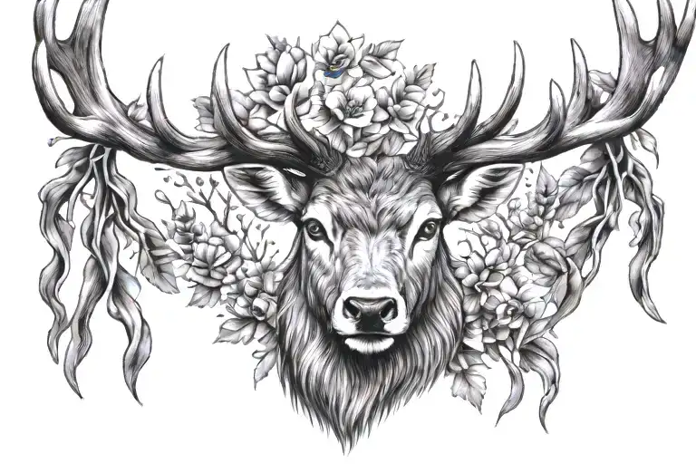stag head tattoo design idea