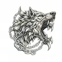 fenrir head, breaking chains tattoo design idea