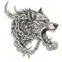 fenrir head, breaking chains tattoo design idea