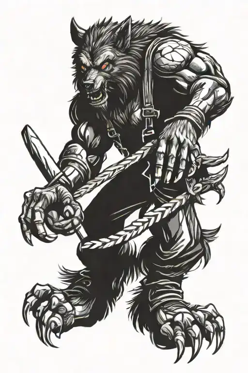 werewolf lumberjack wielding tattoo design idea