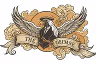 the name Jermaine Thomas with clouds and whit doves tattoo design idea