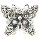 A butterfly with wings made of intricate clockwork gears, representing the fusion of nature and technology tattoo design idea