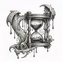 A shattered hourglass dripping with tears tattoo design idea