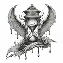 A shattered hourglass dripping with tears tattoo design idea