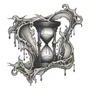 A shattered hourglass dripping with tears tattoo design idea