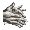 A pair of hands reaching out to each other but just barely missing, representing longing and loss tattoo design idea