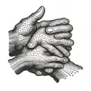 A pair of hands reaching out to each other but just barely missing, representing longing and loss tattoo design idea