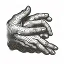 A pair of hands reaching out to each other but just barely missing, representing longing and loss tattoo design idea