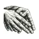 A pair of hands reaching out to each other but just barely missing, representing longing and loss tattoo design idea