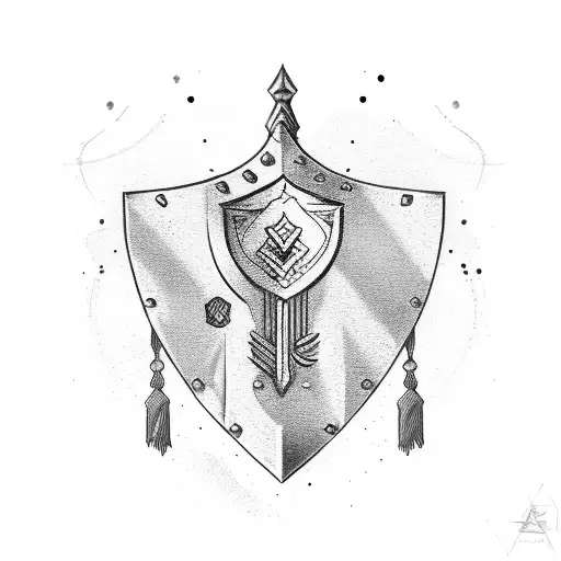 Israel warrior with a shield in a sketch style tattoo design idea