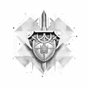 Israel warrior with a shield in a sketch style tattoo design idea