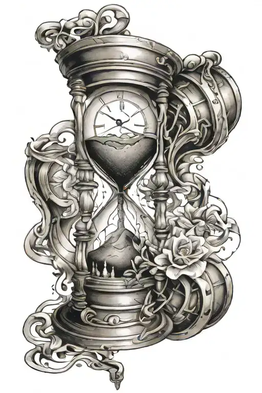 broken hourglass tattoo design idea