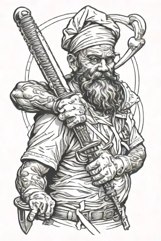 surgeon holding sword tattoo design idea