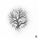 upside down tree scales hands eye fire tattoo design idea