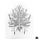 upside down tree scales hands eye fire tattoo design idea