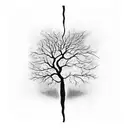 upside down tree scales hands eye fire tattoo design idea