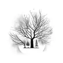 upside down tree scales hands eye fire tattoo design idea