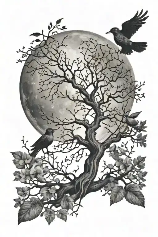 tree of life moon birds tattoo design tattoo design idea