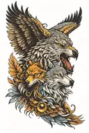 wolf and eagle tattoo design idea