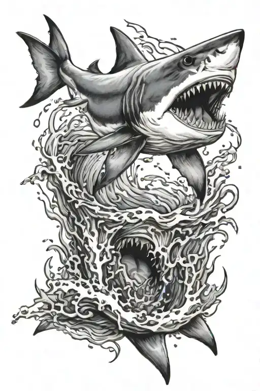 shark jumping tattoo design idea