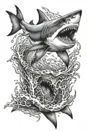 shark jumping tattoo design idea