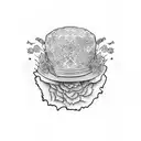 Blackwork tattoo style, map of Colombia, decorated with flowers inside and with a typical Colombian hat tattoo design idea